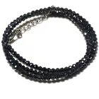 Natural Black Onyx beads necklace With 925 Sterling Silver Fish Lock