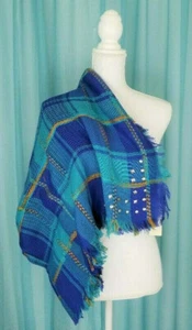 Collection 18 Cobalt & Navy Studded Roadtrip Check Square 48 X 48 New With Tags - Picture 1 of 3