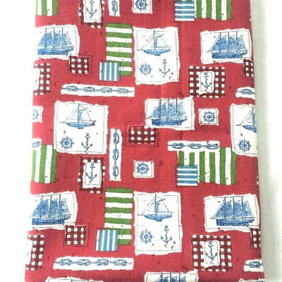 Vtg Waverly Fabric Multi Cotton Maritime Voyage 33x44 Home Seasons Boat Nautical - Image 1 of 4
