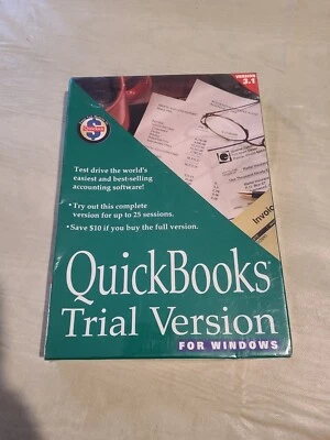 Vintage Microsoft Windows  QuickBooks Version 3.1 Trial Version Sealed New - Image 1 of 4