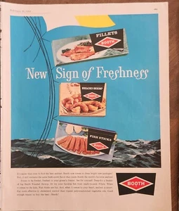 1963 Cabina Filetes de pescado congelado Palos Camarón empanizado Anuncio de colección 14 x 10 - Imagen 1 de 1