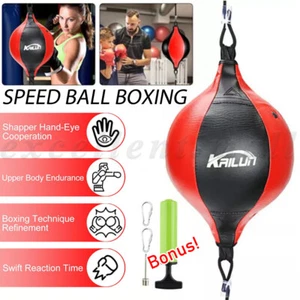Speed Ball Boxing Floor to Ceiling PU Double End Punching Training Bag Black Red - Picture 1 of 12