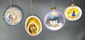 4 Pc. VTG INDENT 3D DIORAMA CHRISTMAS ORNAMENTS St Peter Mary/ Jesus Hallmark  - Picture 1 of 23
