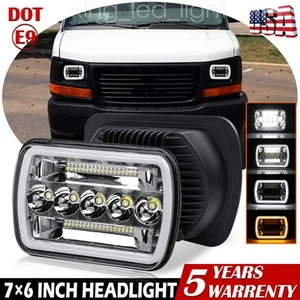 Fit Chevy Express 1500 2500 3500 Cargo Van 7x6 5x7 LED Headlight Halo DRL Sealed - Picture 1 of 12