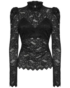 Blusa Top Punk Rave Daily Life Victoriano Gótico Floral Encaje Ajustado - Imagen 1 de 13
