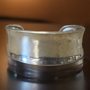 Modernist 925 Sterling Silver Cuff Bracelet Bangle - Picture 1 of 9