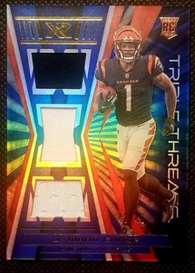 2021 Panini XR Ja'Marr Chase Triple Threads Relic RC Blue #42/49! Bengals WR - Picture 1 of 3