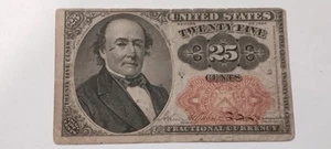 1864 US Fractional Currency 25 Cents Note Third Issue Robert J. Walker Portrait - Picture 1 of 8