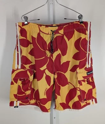Abercrombie Fitch Vintage Floral Red Yellow Y2K Board Shorts Swim Trunks Large - Image 1 of 4