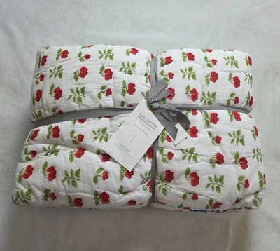 New king size Anthropologie Iluka Cotton Printed Floral Quilt Cherries Cherry - Image 1 of 4