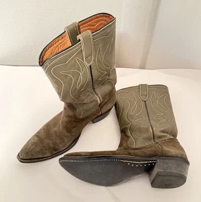 Hechas en EE. UU. Mustang Oliva/Tostado Western Stampede Botas para Mujer Talla US 10.5 Foto 1 de 4