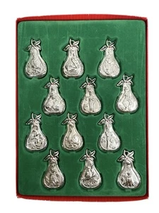 Kingsbridge Set Of Twelve Days Of Christmas Ornaments Silver Plated - Picture 1 of 3