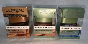 3 L'Oreal Paris 1.7 Oz Smooth & Glow, Exfoliate & Refine and Clear & Comfort - Picture 1 of 6