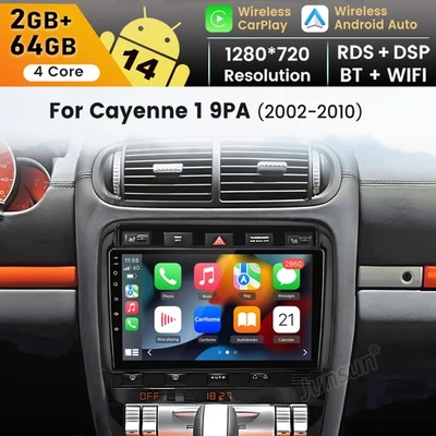 64GB For 2002-2010 Porsche Cayenne Android 14 Carplay Car Stereo Radio GPS Navi - Image 1 of 4