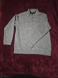 Eddie Bauer Men’s L Gray Fleece Pullover Snap Sweatshirt Sweater Jacket - Picture 1 of 6