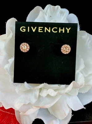 🆕 GIVENCHY Pendientes Pequeños Pavé de Cristal - ORO ROSA - NUEVOS EN TARJETA Foto 1 de 4