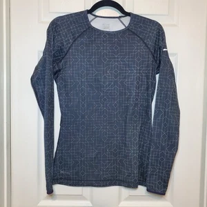 Women’s Nike Pro Long Sleeve Size M Geometric Design Fleece Lined - Picture 1 of 11