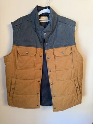 Men’s Red Head Ranch Puffer Vest Large Grey/ Gold Denim Western Ware - Image 1 of 4