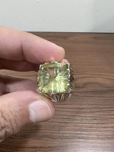 Natürlicher Zitrone Quart Sterlingsilber 925 Herren Ring 27,4 Gramm - Bild 1 von 11