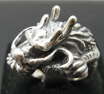Genuine Sterling Silver Ring Solid 925 Dragon Biker Handmade Perfect Quality - Image 1 of 4