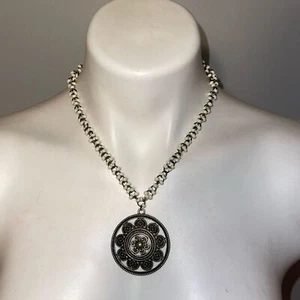 Cookie Lee Messing Anhänger weiß Acryl Perlen Halskette - Bild 1 von 6