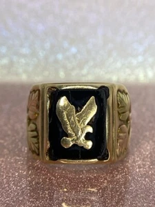 Synthetic Onyx Gent's Stone Ring 10K Yellow Gold 7.7g (PD7008966) - Picture 1 of 10