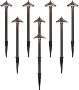 GOODSMANN 8 Pack Landscape Lighting Low Voltage Path Lights 10W Halogen 25 Lumen - Picture 1 of 8