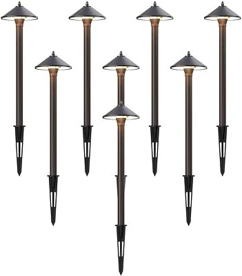 GOODSMANN 8 Pack Landscape Lighting Low Voltage Path Lights 10W Halogen 25 Lumen