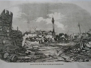 Quartier Ville Sinope incendie par le bombardement Turkey Antique Old Print 1854 - Imagen 1 de 1