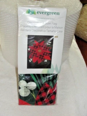 Evergreen Decorative House Flag 28"x44" Poinsettia  NEW - Image 1 of 4