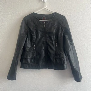 DOLLHOUSE OUTERWEAR Faux Leather Women's Jacket Black Zipper Size M - Picture 1 of 10