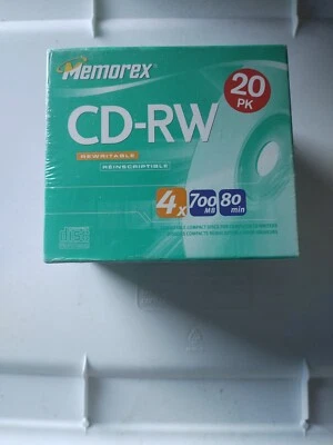 Memorex CD-RW CD 20 Pack Slim Jewel Cases 700 MB 80 Minutes 4x Speed Full Box - Image 1 of 2