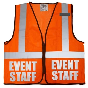 Event Staff Safety Vest, Type R, Class 2, Reflective Logo Front and Back. - Picture 1 of 16