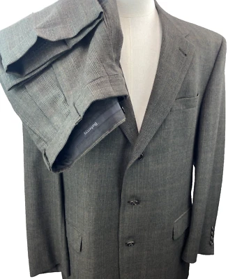 Traje Burberry vintage para hombre 44L chaqueta marrón a cuadros pantalón de lana 36 puños plisado Foto 1 de 4