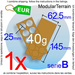 1x MDF Movement Tray 2x5 5x2 (B 2.5mm) 25mm Round Base Bandeja War Hammer 40k - Imagen 1 de 7