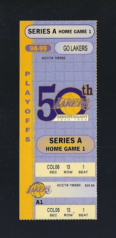 KOBE BRYANT 1999 ROCKETS @ LAKERS FULL PLAYOFF TICKET - May 9 Game #1 @ FORUM Cover