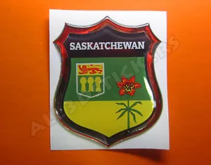 3D Emblem Sticker Resin Domed Flag Saskatchewan - Adhesive Decal Vinyl - Picture 1 of 1