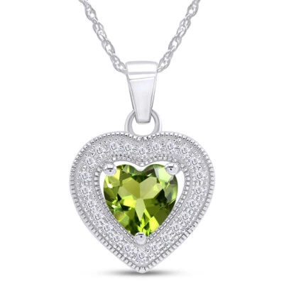 Collar colgante corazón piedras preciosas simuladas y diamantes simulados plata de ley Foto 1 de 4