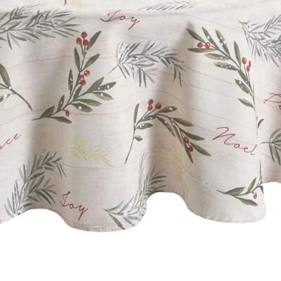Holiday Tree Trimmings Fabric Tablecloth, Christmas Tablecloth, 70", Round - Image 1 of 4