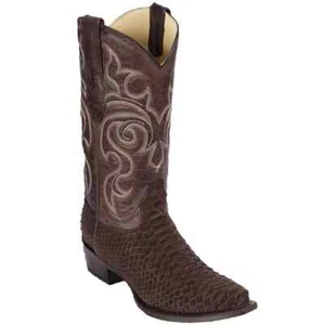 LOS ALTOS MEN BROWN GENUINE PYTHON SNAKE COWBOY SNIP-TOE BOOT 94N5707 (EE) - Picture 1 of 2