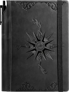 Leather Notebook Journal, A5, 288 Pages, Lined, Hardcover with Pen, Gift Set - Picture 1 of 12