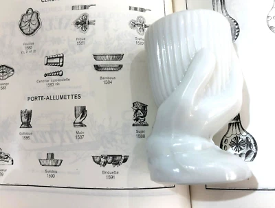 Ancien porte allumettes en opaline de PORTIEUX décor main Coquetier Cures dents - Photo 1/4
