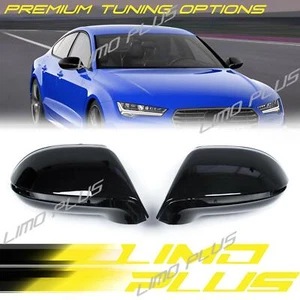 Pair Glossy Black Side Wing Mirror Caps Covers For Audi A7 C7 RS7 S7 2012-2018 - Picture 1 of 11
