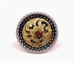 6x 1-3/8" Rose Flower Silver Gold Rope Edge Leathercraft Belt Conchos Screwback - Bild 1 von 10