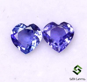 1.43 CTS Certified Natural Tanzanite Heart Shape Cut Pair 6x6 mm Lustrous Gems - Picture 1 of 5