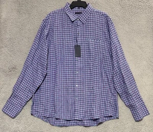 Zachary Prell 100% Linen Long Sleeve Button Up Plaid Shirt Mens Size 2XL NEW - Picture 1 of 8