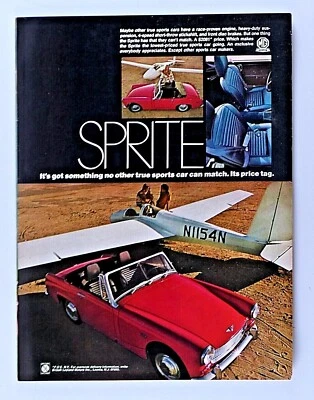1969 MG Sprite MG Austin Vintage Glider Plane Original Print Ad 8.5 x 11" - Image 1 of 4