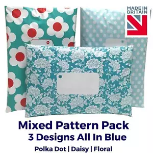 More details for blue printed mailing bags mixed pack post postal parcel poly polka dot floral 