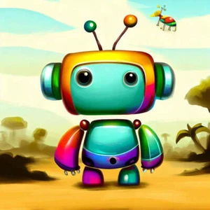 Regenbogenroboter im Park II Kunstdruck - 12 x 18 Zoll - Bild 1 von 1