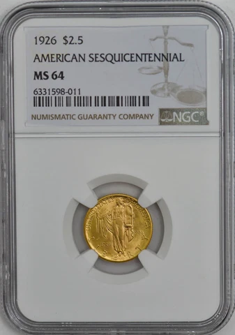 1926 $2 1/2 Gold Sesquicentennial Sesqui $2.5 MS64 NGC 946284-47 Cover